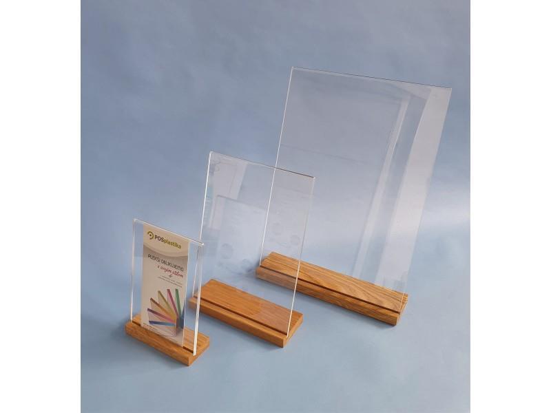 L - desktop stand with wooden base - one sheet - acrylic (plexiglass)