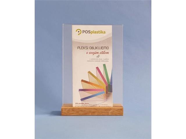 L - desktop stand with wooden base - one sheet - acrylic (plexiglass)